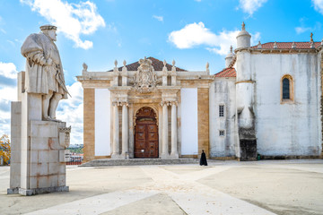 Student walking in University of Coimbra, Portugal