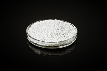 Closeup of a white plastic polymer
