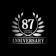 87 years logo design template. Anniversary vector and illustration template.
