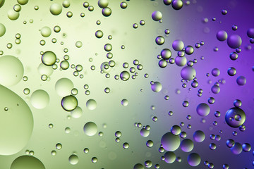 abstract purple and green color background from mixed water and oil bubbles