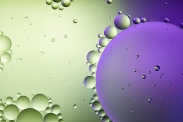 abstract purple and green color background from mixed water and oil bubbles