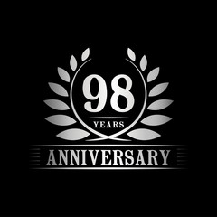 98 years logo design template. Anniversary vector and illustration template.