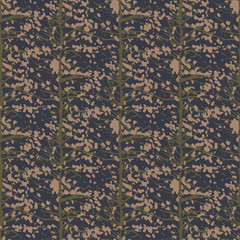 Seamless pattern of dry bushes the remains of leaves