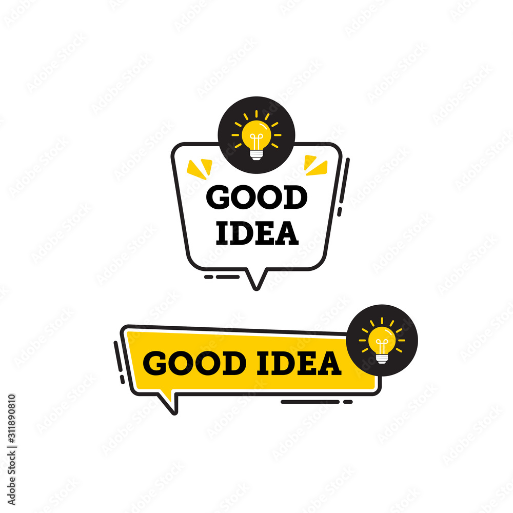 Poster good idea vector logo icon or symbol set with black yellow line element suitable for social media an
