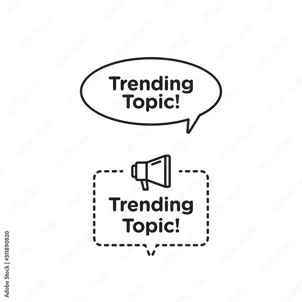 Poster trending topic vector logo icon or symbol set with black yellow line element suitable for social med