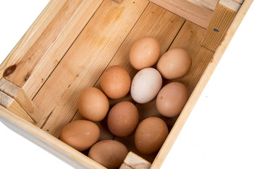 eggs in a wooden box