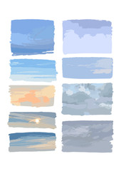 Fototapeta premium Vector set of various sky backgrounds isolated on white background