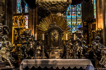 Prague, Czech Republic:   the interior of the  St. Vitus Cathedral