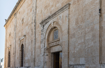 Fototapeta na wymiar Main entrance to the St. Nicholas church in Bay Jala - a suburb of Bethlehem in Palestine