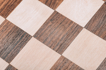 Close up view of surface of wooden checkerboard