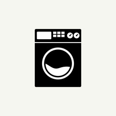 Washing machine icon symbol, Black flat sign
