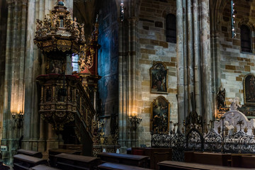 Prague, Czech Republic:   the interior of the  St. Vitus Cathedral