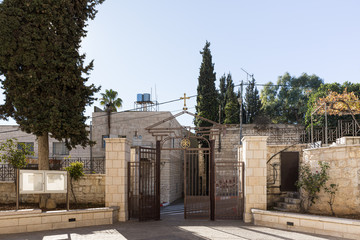 Fototapeta na wymiar Side gate in the St. Nicholas church in Bay Jala - a suburb of Bethlehem in Palestine
