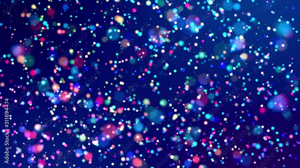 Poster glitter magic multicolor particles fly and glow in viscous liquid with amazing shining bokeh for fan