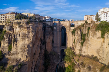 Fototapeta na wymiar Aerial view of the New Bridge and the city of Ronda. Spain