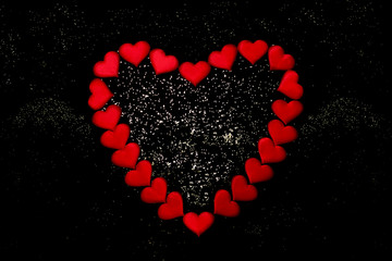 Valentine's day background. Red heart with sparkles.