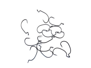 Hooks for fishing isolated on a white background. Set of hooks for fishing. Composition of hooks...