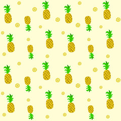 vector cartoon abstract pineapple yellow seamless pattern