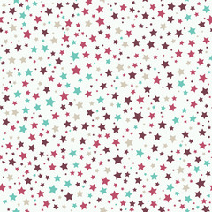 Colorful stars on white background seamless repeat pattern for wrapping paper,wallpaper,background.