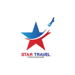 Obraz premium Star travel logo design. Travel agency logo design. Amazing destinations creative symbol concept.