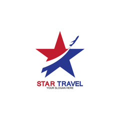 Fototapeta premium Star travel logo design. Travel agency logo design. Amazing destinations creative symbol concept.