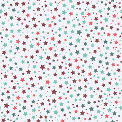 Colorful stars on white background seamless repeat pattern for wrapping paper,wallpaper,background.