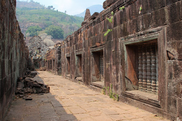 ruined buddhist temple (wat phu / wat phou) in laos