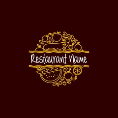 restaurant logo design template . mix food logo design template . green food logo . beverage . vegetaarian healthy food logo