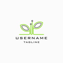 digital plant logo design inspiration . environment technology logo design template . organic eco logo design . line design