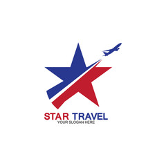 Fototapeta premium Star travel logo design. Travel agency logo design. Amazing destinations creative symbol concept.