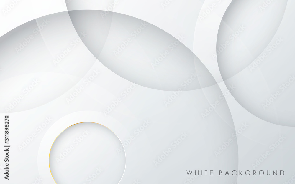 Poster abstract 3d circle papercut layer white background with gold line effect