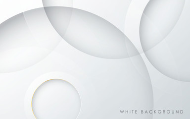 Abstract 3D circle papercut layer white background with gold line effect