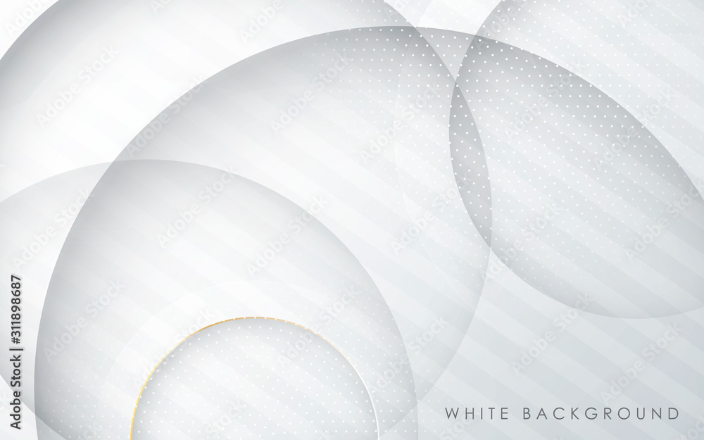 Poster abstract 3d circle papercut layer white background with gold line effect