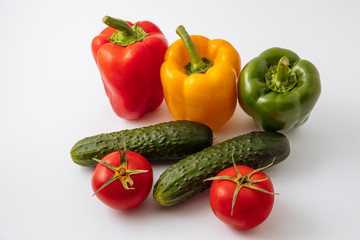 fresh vegetables on white background