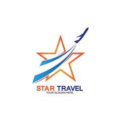 Star travel logo design. Travel agency logo design. Amazing destinations creative symbol concept.