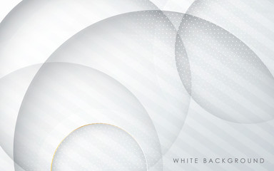 Abstract 3D circle papercut layer white background with gold line effect