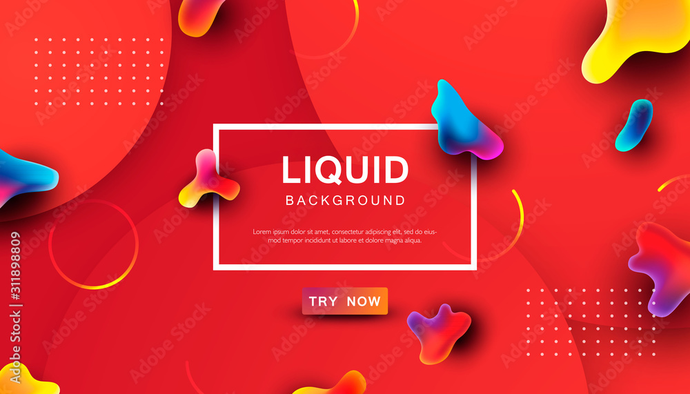 Poster orange liquid color background. dynamic textured geometric element design with dots decoration. mode