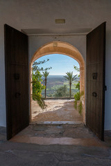 View of the Pla de Mallorca, from the entrance of the sanctuary of Mount Sion, in Porreres.