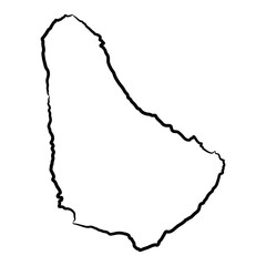Barbados map from the contour black brush lines different thickness on white background. Vector illustration.