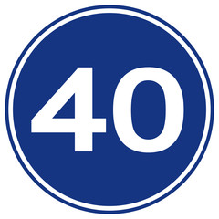 Speed Limit 40 Traffic Sign,Vector Illustration, Isolate On White Background Label. EPS10