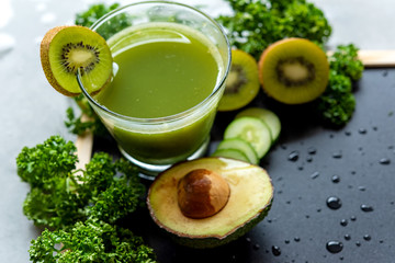 Healthy Juice. Green smoothie, Organic and Fresh green vegetable for detox, diet and weight loss. Healthy Concept