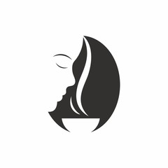 woman and mug coffee vector negative space