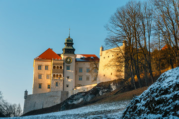 Pieskowa Skala Castle located in Ojcowski National Park, winter time
