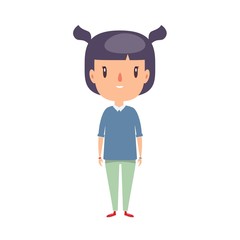 Smiling little child. Cheerful elementary school student, kindergarten pupil cartoon character. Kid flat vector illustration.
