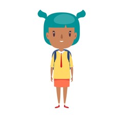 Smiling little child. Cheerful elementary school student, kindergarten pupil cartoon character. Kid flat vector illustration.