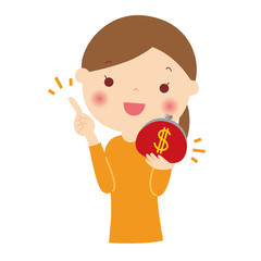 節約　ポイント　女性　上半身　バストアップ　イラスト