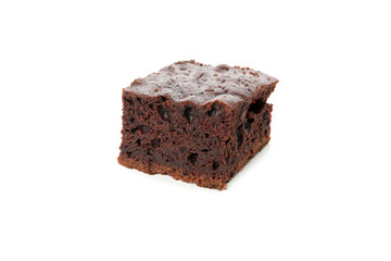 Delicious chocolate cake slice isolated on white background