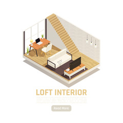 Loft Interior Isometric View © Macrovector