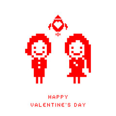 Valentine day pixel card.