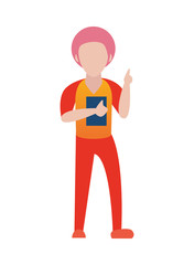 man using smartphone avatar character